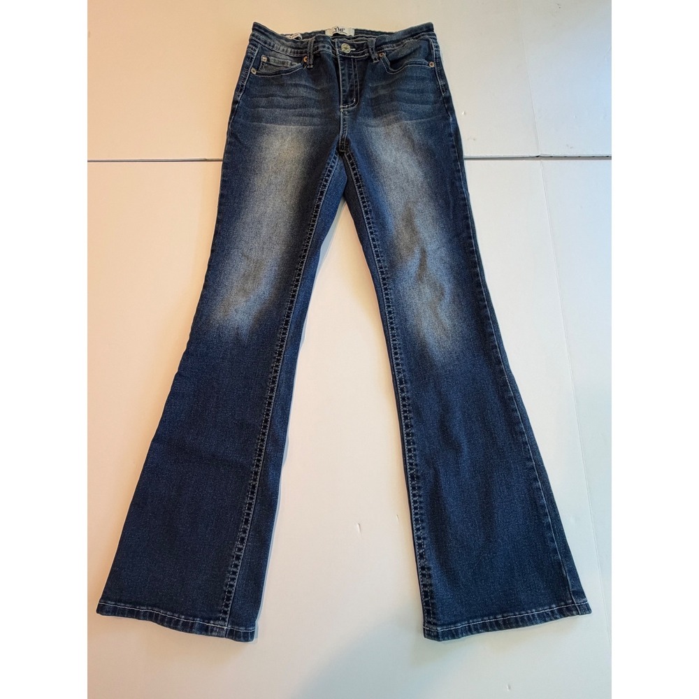 YMI‎ Premium Stitch Flare Jeans Dark Wash High Rise Stretch Denim Size 11/30